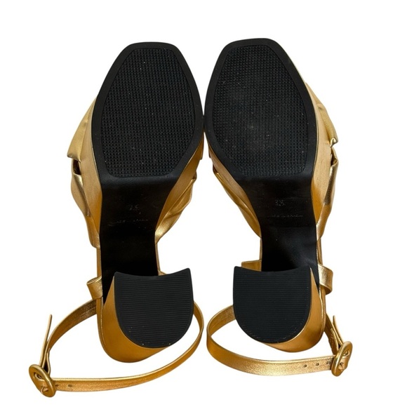 ASOS DESIGN Note knotted platform heeled sandals in gold Woman’s SZ. 4.5 - Picture 13 of 16